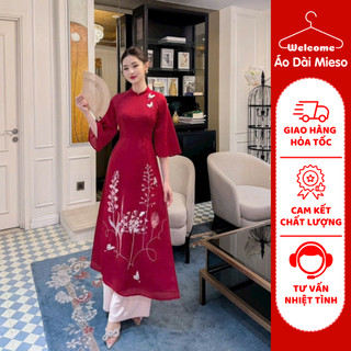 Áo dài cách tân 4 tà thêu hoa kết nổi nhẹ nhàng trẻ trung - áo dài mieso
