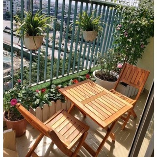 Ghế Cafe Xếp Gọn - Ghế gấp gọn gỗ tràm sơn chắc chắn chịu lực tốt - 36x49x68 - Hovevuive