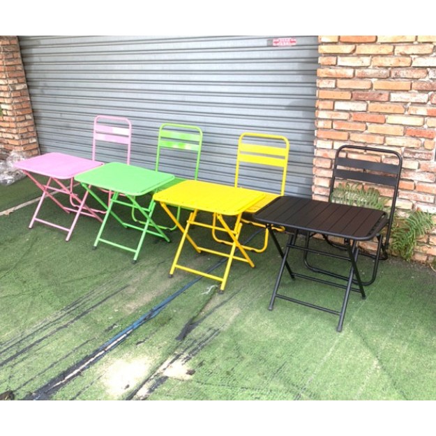 ( HỎA TỐC ) Bộ Bàn ghế Cafe Xếp Gọn - Bàn ghế gấp gọn sắt mặt nan sơn tĩnh điện nhiều màu sắc - Hove