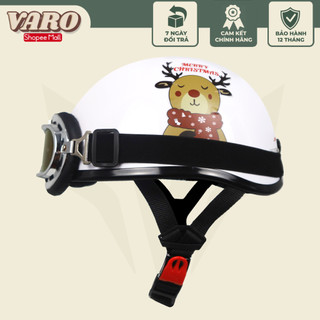 Mũ bảo hiểm nửa đầu VARO tem hươu merry christmas noel, giáng sinh - Tặng kèm Tem + Lưỡi trai
