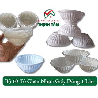 Bộ 10 tô chén giấy dùng 1 lần đủ kích thước