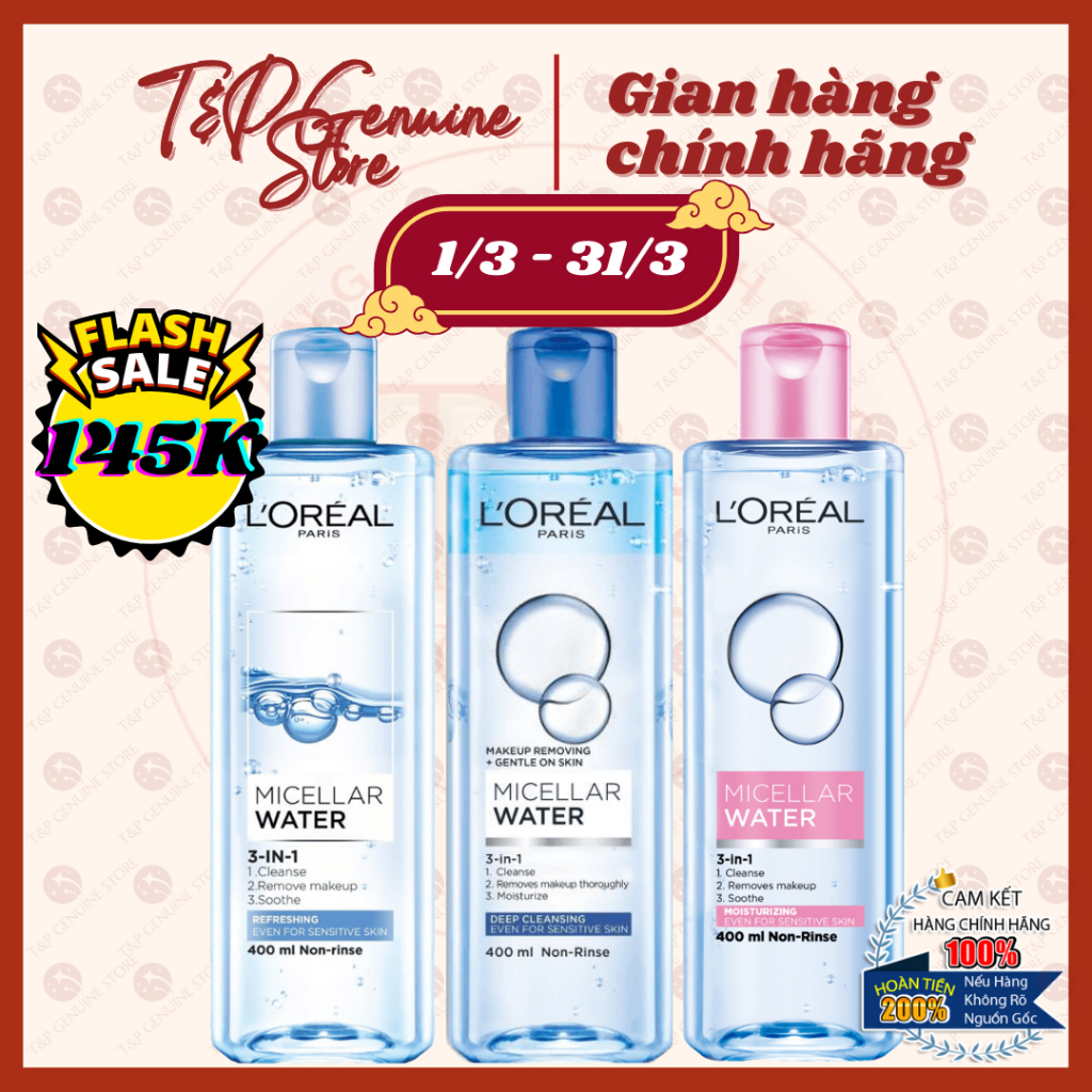 [Date 2026]Nước tẩy trang LOreal Paris Micellar Water 400ml