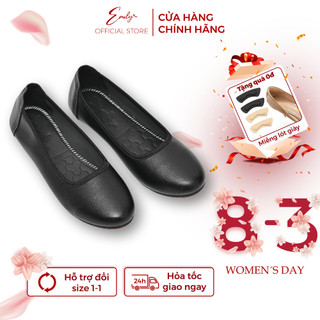 Giày Bệt Cho Nữ EmilY Với Mũi Tròn Da Lì Cao Cấp Siêu Êm Chân Có size 40 Cho Quý Khách Chân Ngoại Cỡ - EM1AM