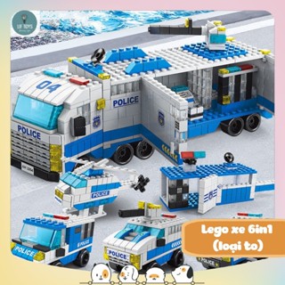 [1000 miếng] Bộ đồ chơi lắp ráp lego mô hình xe cảnh sát, cứu hỏa, cứu thương, xe quân đội, xe bus cho bé từ 6 tuổi