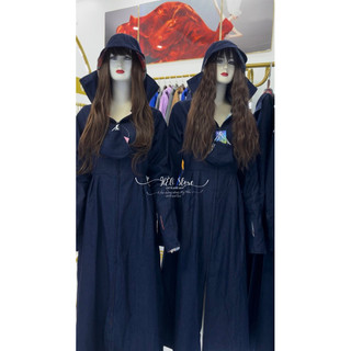 Áo chống nắng jean 2 lớp dáng váy ko xẻ sau hàng chuẩn đẹp 2024