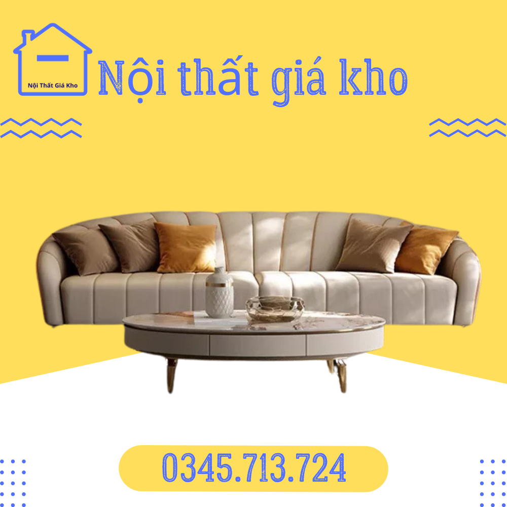 Ghế sofa băng dài bọc da vỏ sò