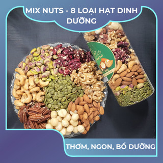 Hạt dinh dưỡng mix 8 loại MONUTS hũ 500gr gồm hạt macca, hạt điều, óc chó vàng & đỏ, hồ đào,hạt bí, dẻ cười, hạnh nhân