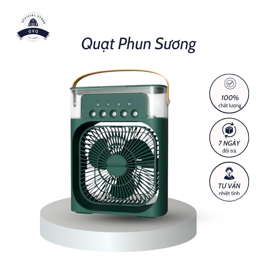 Quạt Phun Sương 600ml 3 Chế Độ Làm Mát Tích Hợp Đèn Led Điều Hoà Không Khí GVQ Store