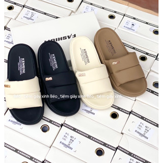 Dép bánh mì nữ quai ngang Miu đế cao 3cm da mềm hottrend 2024