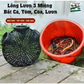 Lồng bẫy 3 lỗ bắt cá, bẫy lươn, ếch, cua, trạch bằng nhựa mẫu mới 2024