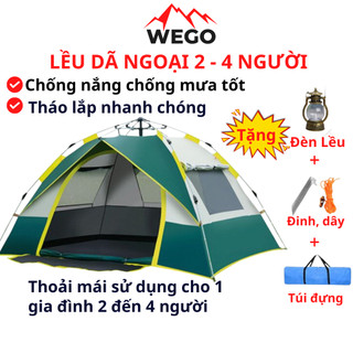 Lều cắm trại dã ngoại tự bung, lều camping du lịch 4 người 4 cửa - 2 lớp - WEGO