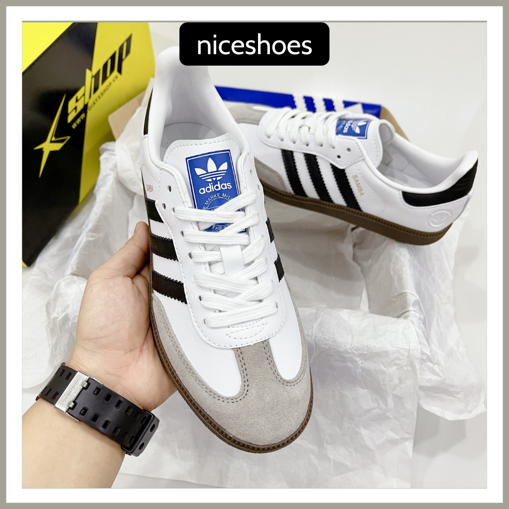 Giày Adidas Samba Trắng Đen, Giày Adidas Sọc Full Trắng Đen Kiểu Dáng Thể Thao Full Bill Box - Niceshoes | BigBuy360 - bigbuy360.vn