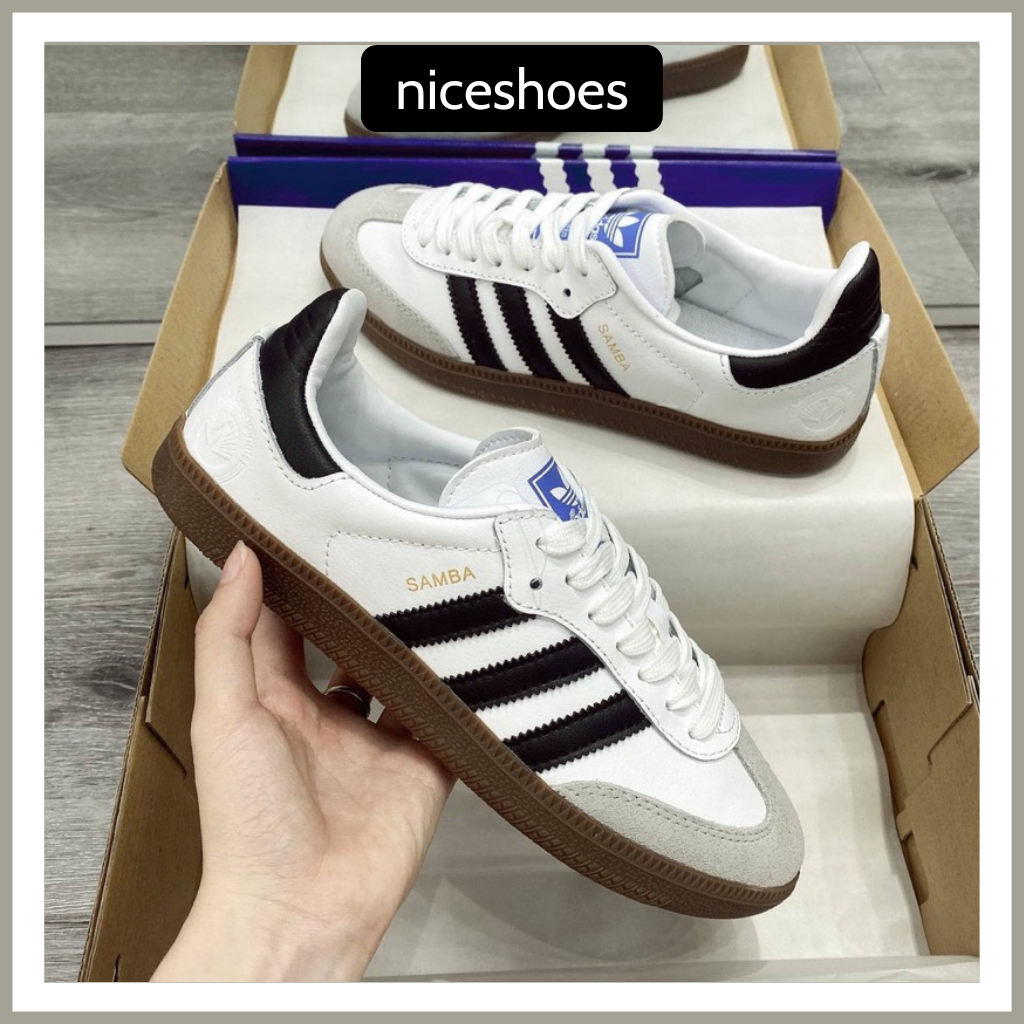 Giày Adidas Samba Trắng Đen, Giày Adidas Sọc Full Trắng Đen Kiểu Dáng Thể Thao Full Bill Box - Niceshoes | BigBuy360 - bigbuy360.vn