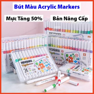  Bút Lông Màu 12 24 36 48 60 Màu Acrylic Marker  Vẽ Trên Mọi Chất Liệu Có Thể Vẽ Chồng Màu Màu Sắc Tươi Sáng 