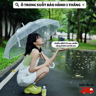 Ô trong suốt sống ảo thời trang 8 nan,ô che mưa nắng, Dù trong suốt che mưa chống nắng chụp hình du lịch tiện lợi