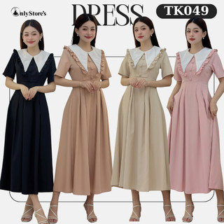 TK049 Đầm xòe phối cổ kèm nút siêu xinh