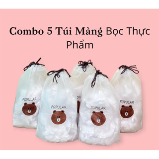 COMBO 5 Túi Màng Bọc Thực Phẩm PE ,Túi Gấu Có Chun Bọc Đồ Ăn Co Giãn Siêu Dai, Bọc Thực Phẩm Tủ Lạnh