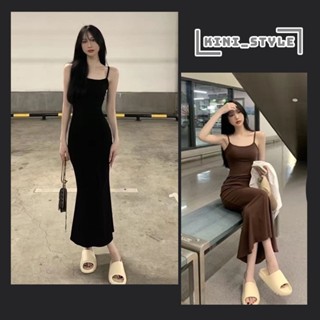 Đầm body 2 dây dáng dài đuôi cá - váy body 2 dây dáng dài chất thun len tăm co giãn 39kg-59kg