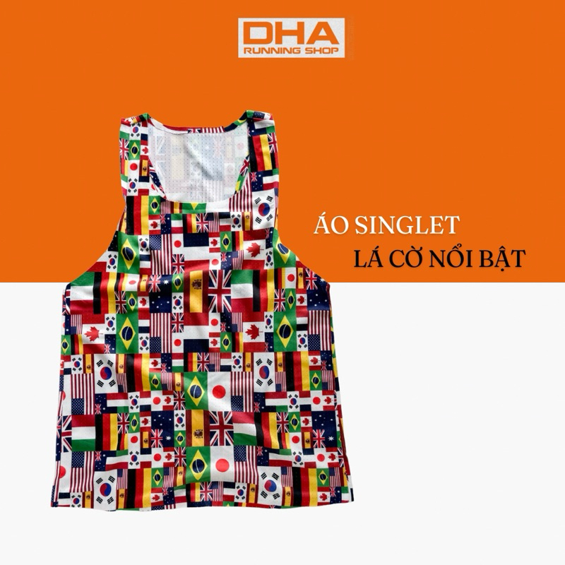 ÁO CHẠY BỘ ÁO THỂ THAO RUNNING SINGLET HOẠ TIẾT CỜ ĐỘC ĐÁO