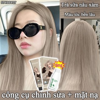  Làm trắng dễ lên màu bền màu🥡2024 màu tóc phổ biến🎉Màu tóc phổ biến nhất ở Hàn Quốc!🍮Trà sữa nâu xám,Thuốc Nhuộm Tóc 