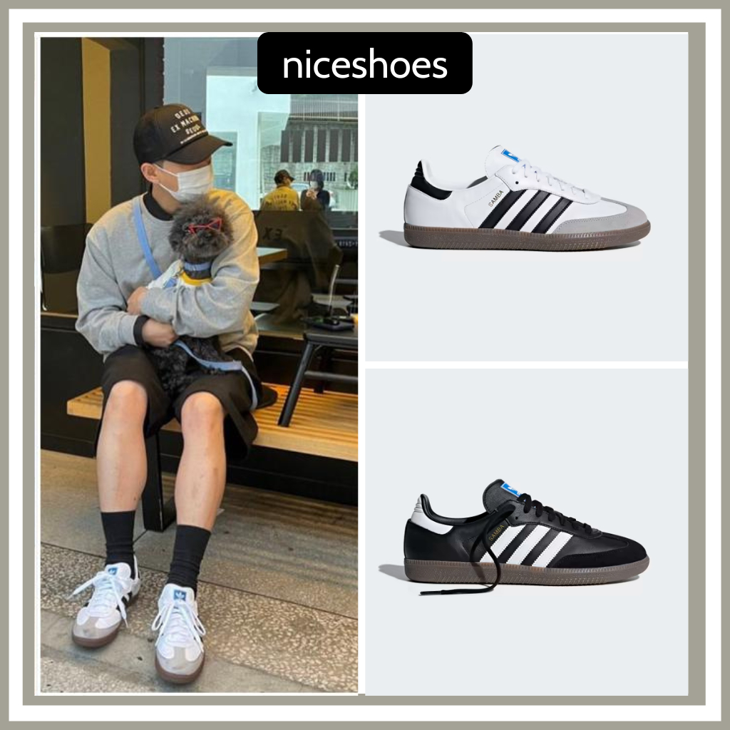 Giày Adidas Samba Trắng Đen, Giày Adidas Sọc Full Trắng Đen Kiểu Dáng Thể Thao Full Bill Box - Niceshoes