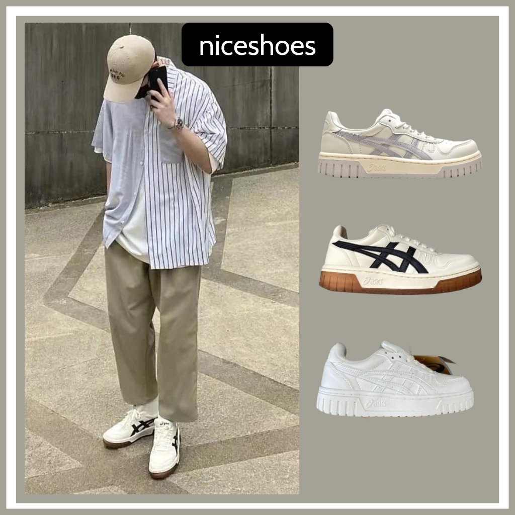 Giày Asics Nam Nữ, Giày Thể Thao Acics Asic Xám Nâu Trắng Hàng Bản Cao Cấp Full Box Bill - Niceshoes | BigBuy360 - bigbuy360.vn