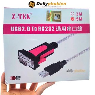 Cáp chuyển usb sang com rs232 dài 5m chíp ftdi chính hãng ztek ze698 , usb to rs232 dài 5m