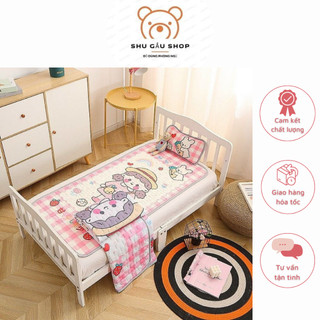 Chiếu điều hòa cao su non cho bé loại 3 lớp dày dặn, set gồm chiếu, vỏ gối (tặng ruột gối)