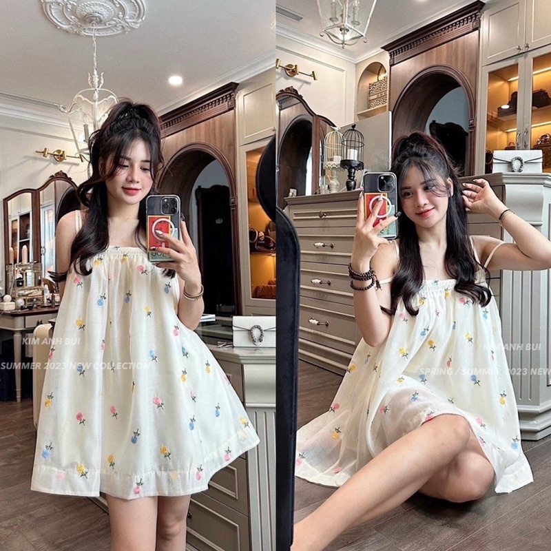 Váy Nữ, Váy Babydoll 2 Dây Hoạ Tiết Hoa Phong Cách Tiểu Thư Siêu Xinh | BigBuy360 - bigbuy360.vn