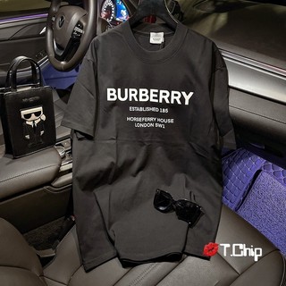 Áo thun cộc tay logo burberry form rộng, áo phông nữ thiết kế sang chảnh, mẫu mới 2024