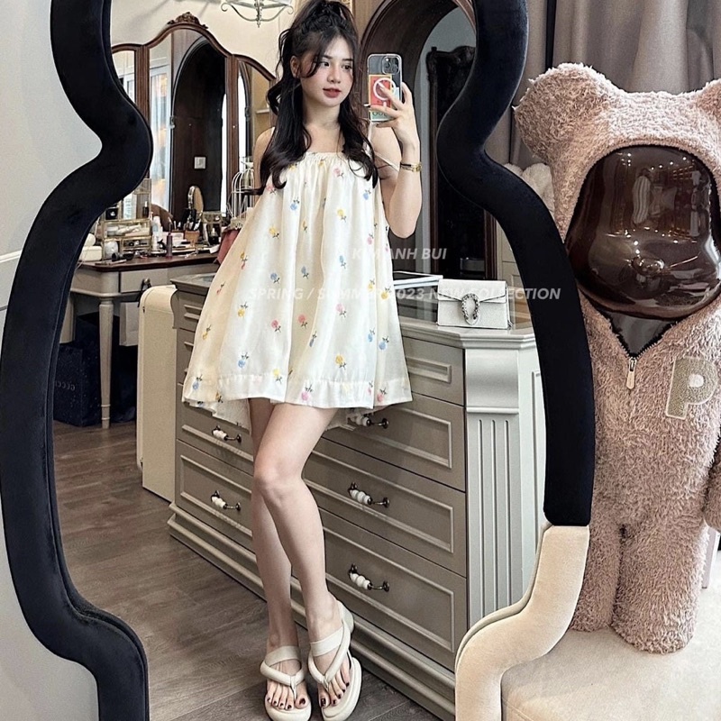 Váy Nữ, Váy Babydoll 2 Dây Hoạ Tiết Hoa Phong Cách Tiểu Thư Siêu Xinh | BigBuy360 - bigbuy360.vn