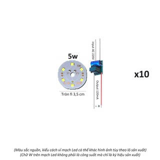 10 Vỉ mạch đèn Led 5w mắt chip Led SMD2835 siêu sáng + nguồn driver AC220V MLB-5x