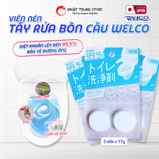 Vỉ 2 viên nén tẩy rửa bồn cầu welco vệ sinh làm sạch đường ống cống, ống thoát nước không mùi 17gr