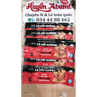 10 gói Snack cá hồi nướng hiệu dưa hấu đỏ thơm ngon cay cay, ăn vặt cổng trường