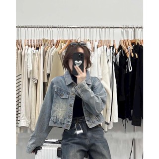 Áo khoác jeans nữ croptop túi hộp trước chất bò dày dăn đứng form siêu xinh