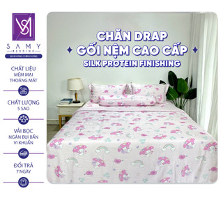 Bộ Chăn Ga Gối Lụa Tencel Coolsilk SAMY BEDDING Cao Cấp Mềm Mịn Thoáng Mát Màu Hồng Nhạt Sang Trọng