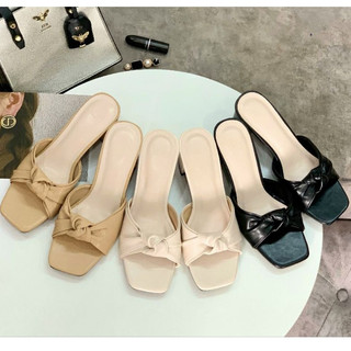 Giày cao gót nữ 5cm vuông,mũi vuông,bản gút nơ bigsize từ 32 đến 45