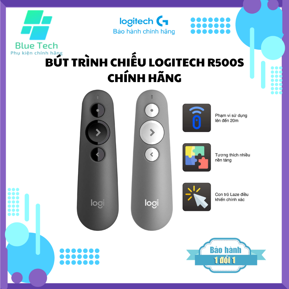 Bút trình chiếu Logitech R500s, Con trỏ Laze chính xác, nhỏ gọn - Bảo Hành Chính Hãng 12 Tháng