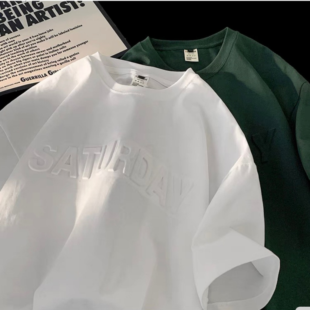 Áo Thun In Chữ Nổi SATURDAY NAD Unisex - Áo Phông Nam Nữ Tay Lỡ Form Rộng Chất Liệu Cotton Khô Thoáng Mát | BigBuy360 - bigbuy360.vn