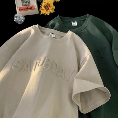 Áo Thun In Chữ Nổi SATURDAY NAD Unisex - Áo Phông Nam Nữ Tay Lỡ Form Rộng Chất Liệu Cotton Khô Thoáng Mát