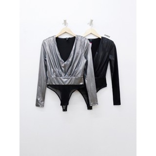 C4952 - Bodysuit tay dài cổ tim phối nhũ
