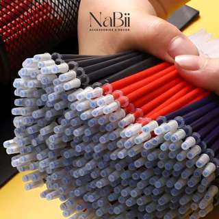 Combo 100 ruột bút,ngòi bút bi nước gel 0.5mm, Khô nhanh-Trơn mượt lắp bút gel chữ A, bút Cute 3 màu Đen/Xanh/Đỏ