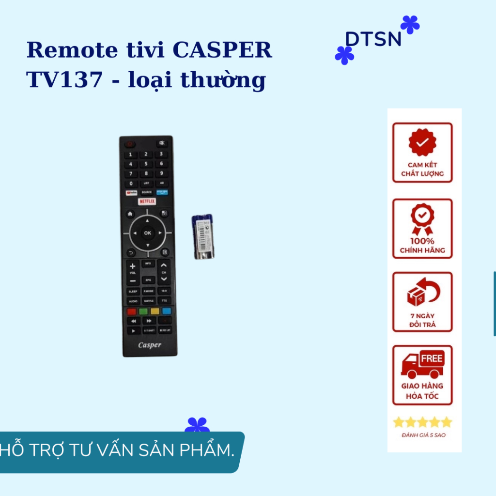 Remote tivi CASPER TV137 - loại thường