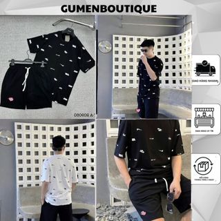  Bộ Quần Áo Nam Ni Kè Thêu Logo Nổi Loang Áo Chất Chơi - Bộ Cộc Nam Nai Ki Họa Tiết Thêu Monogram Cực Hot