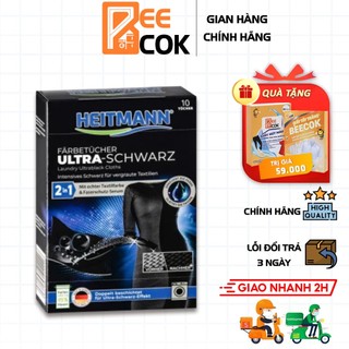 Hộp 10 tờ Giấy giặt đen Heitmann bảo vệ và tái tạo màu đen áo quần bạc màu