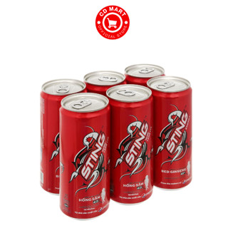  Lốc 6 lon chai nước tăng lực Sting 320ml vị dâu và nhân sâm 