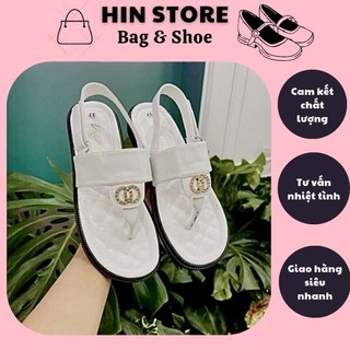 Sandal xỏ ngón, dép sandal nữ da mềm đính đá sang chảnh đi chơi, đi biển Hin Store
