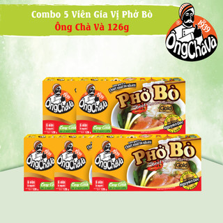 Combo 5 Hộp Viên Gia Vị Phở Bò Gold Ông Chà Và 126g (Beef Pho Broth cubes)