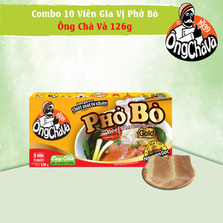 Combo 10 Hộp Viên Gia Vị Phở Bò Gold Ông Chà Và 126g (Beef Pho Broth Cubes)