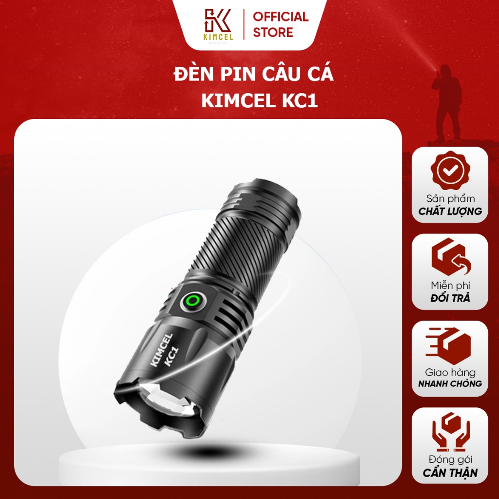 Đèn pin siêu sáng cầm tay KIMCEL KC1 công suất 40w Sạc ty-c ánh sáng trắng